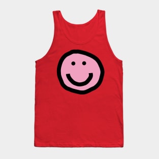 Minimal Happy Smiley Face Pink Tank Top